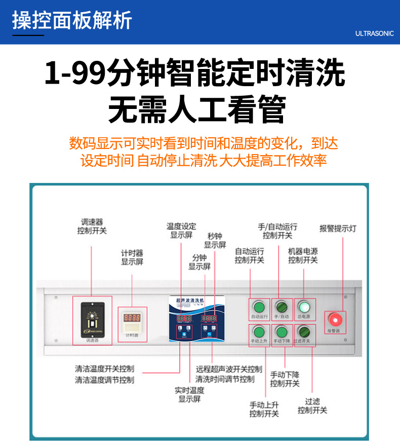 108L 1500W冠博仕GM30108SL單槽超聲波清洗機帶過濾循環(huán)升降系統(tǒng)