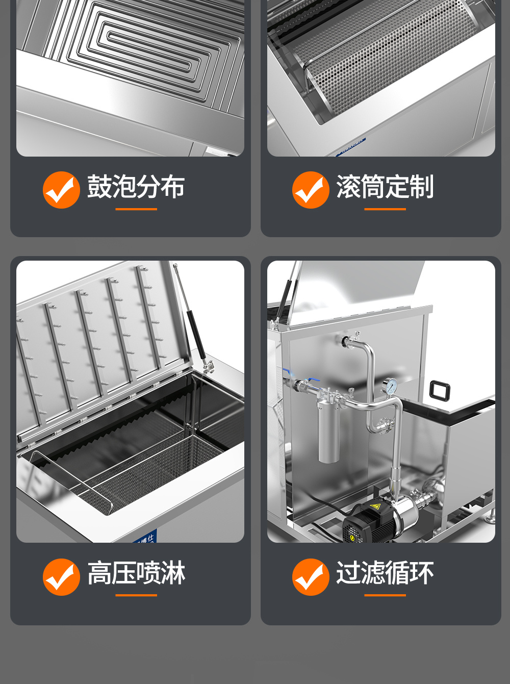 冠博仕GE72360H雙槽超聲波清洗機(jī)帶鼓風(fēng)烘干 | 360L/3600W | 高效去除油脂、鐵銹、油蠟、灰塵、切削液及氧化皮